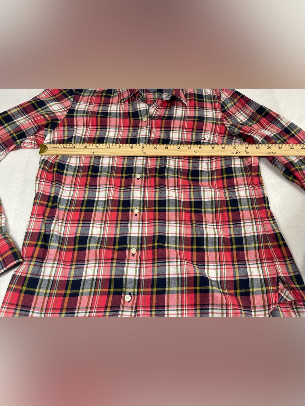 Tommy Hilfiger Women’s Medium Plaid Button Down Shirt 100% Cotton Roll Tab - Picture 4 of 7